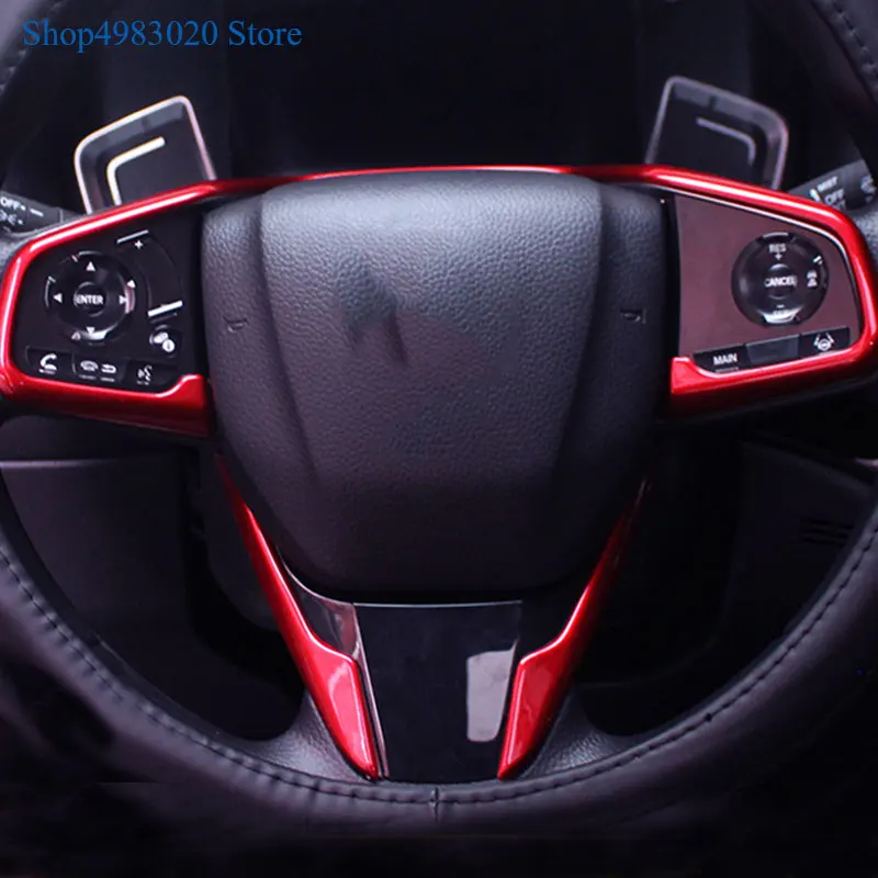 For Honda CRIDER  2018-2019 Inner Steering Wheel Sequin Strip Cover Trims With ABS Chrome red/carbon fiber Styling Accessories