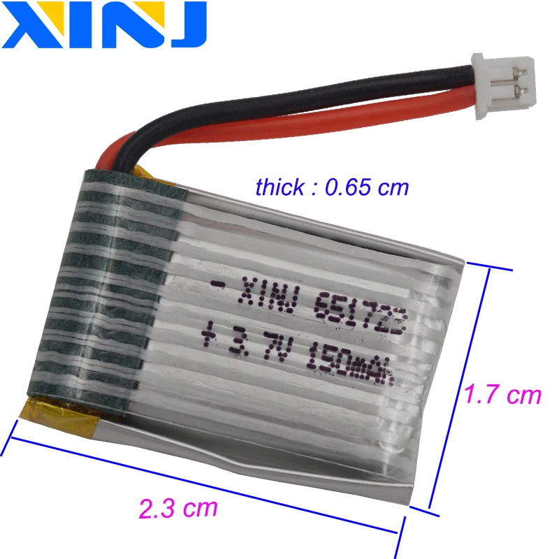 2 قطعة 3.7 فولت 150 مللي أمبير 0.555Wh 20C بطارية بوليمر لي 651723   JST-XH 1.25 لطائرة JRC H20 H36 NH010 بدون طيار كفاءة صغيرة بأربعة محاور