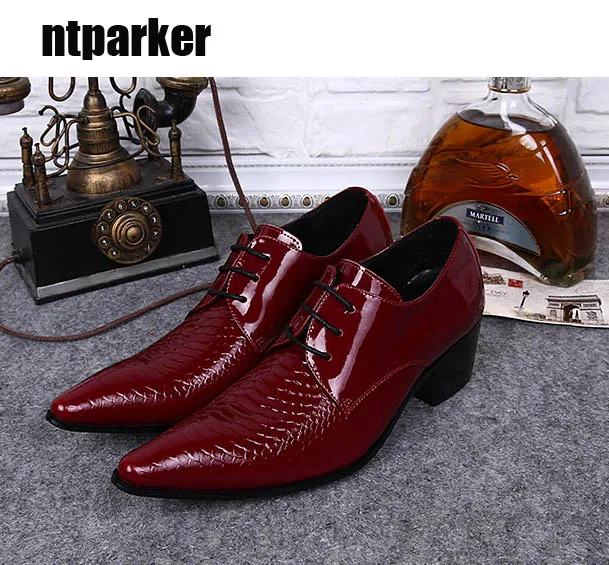 

ntparker-Luxury Handmade Men's Shoes Pointed Toe Man Genuine Leather Shoes Black/Wine Red Dress Shoes for Men's Banquet/Wedding