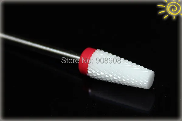 White Fine Umbrella T Ceramic Nail File Drill Bit Beauty Care Manicure Pedicure Nail Salon Electric Machine Cutter Tool 3/32''