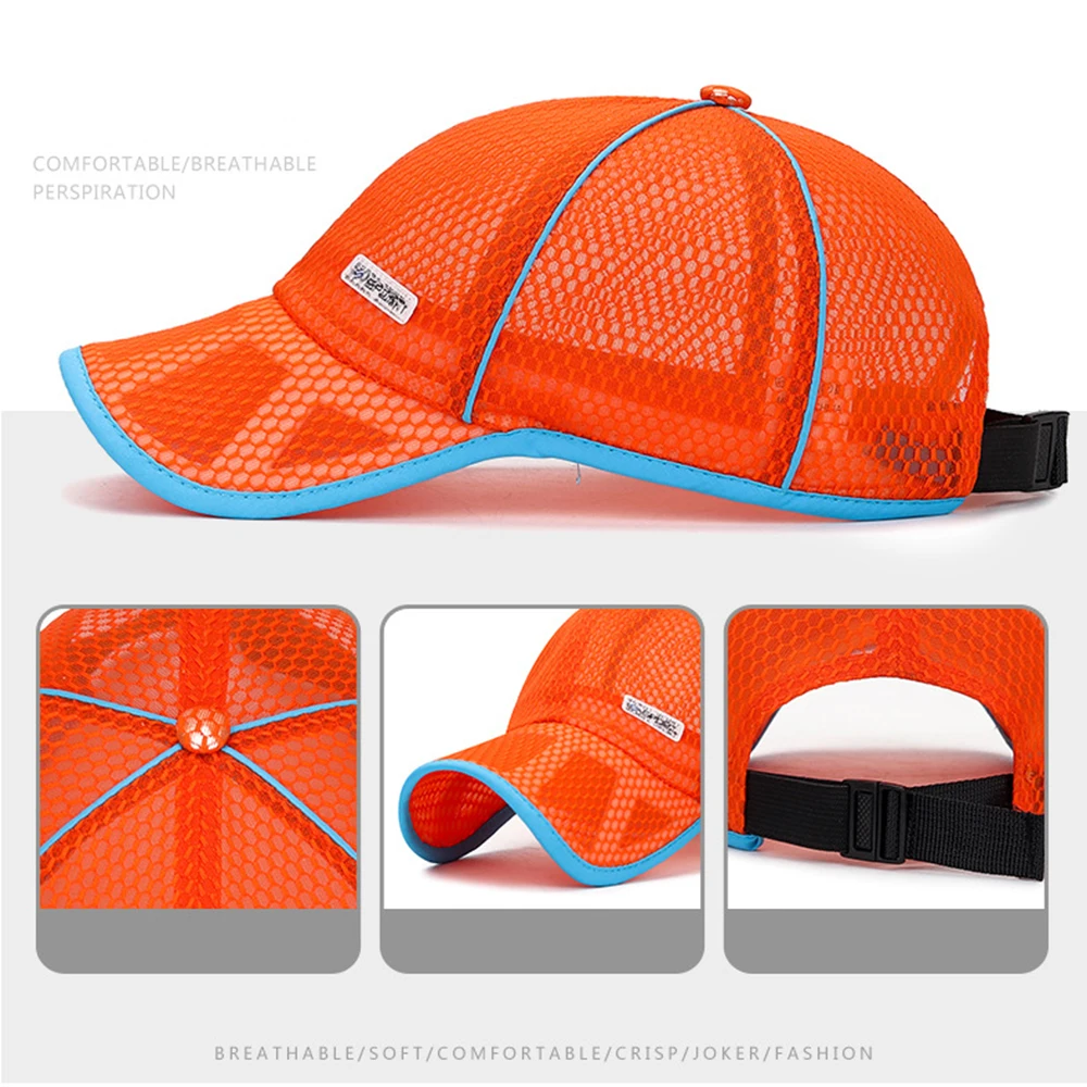 FS Breathable Orange Mesh Trucker Hat High Quality Baseball Caps For Boy Girl Street Kids Children Hip Hop Cap Bones Masculinos