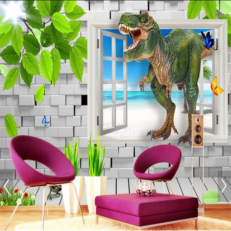 beibehang Custom photo wallpaper large murals 3D dinosaurs beautiful scenery three - dimensional room murals papel de parede