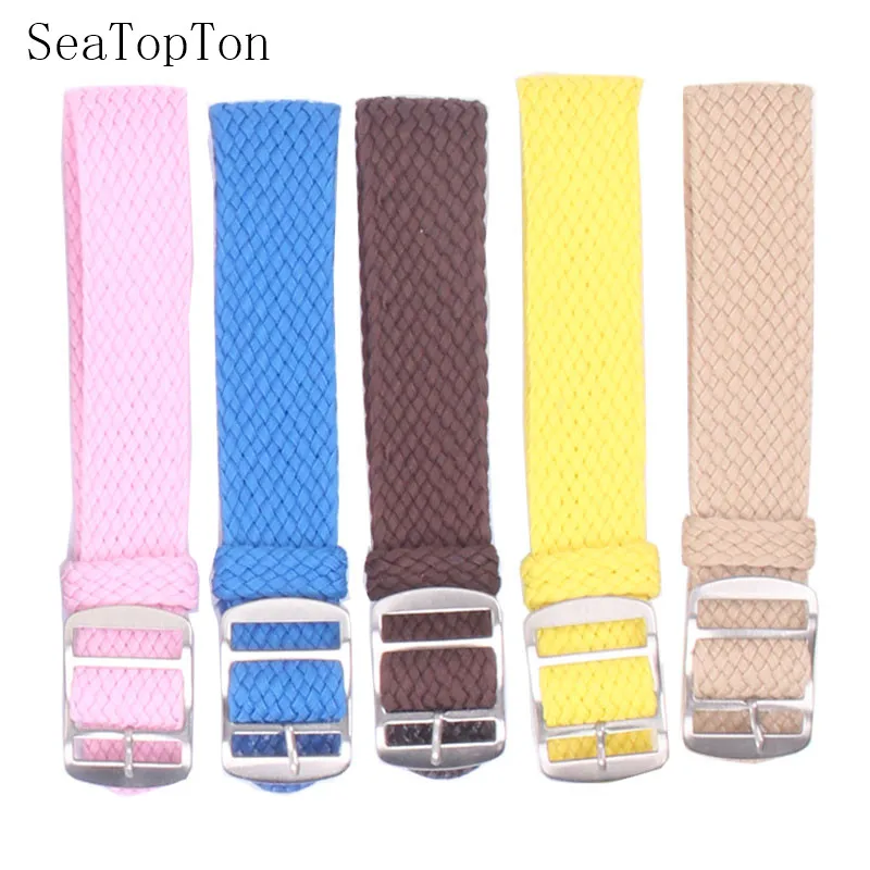 14mm 16mm 18mm 20mm 22mm Solid color Perlon Woven Nylon watchbands bracelet fabric Woven Watch Strap Band Buckle belt black blue