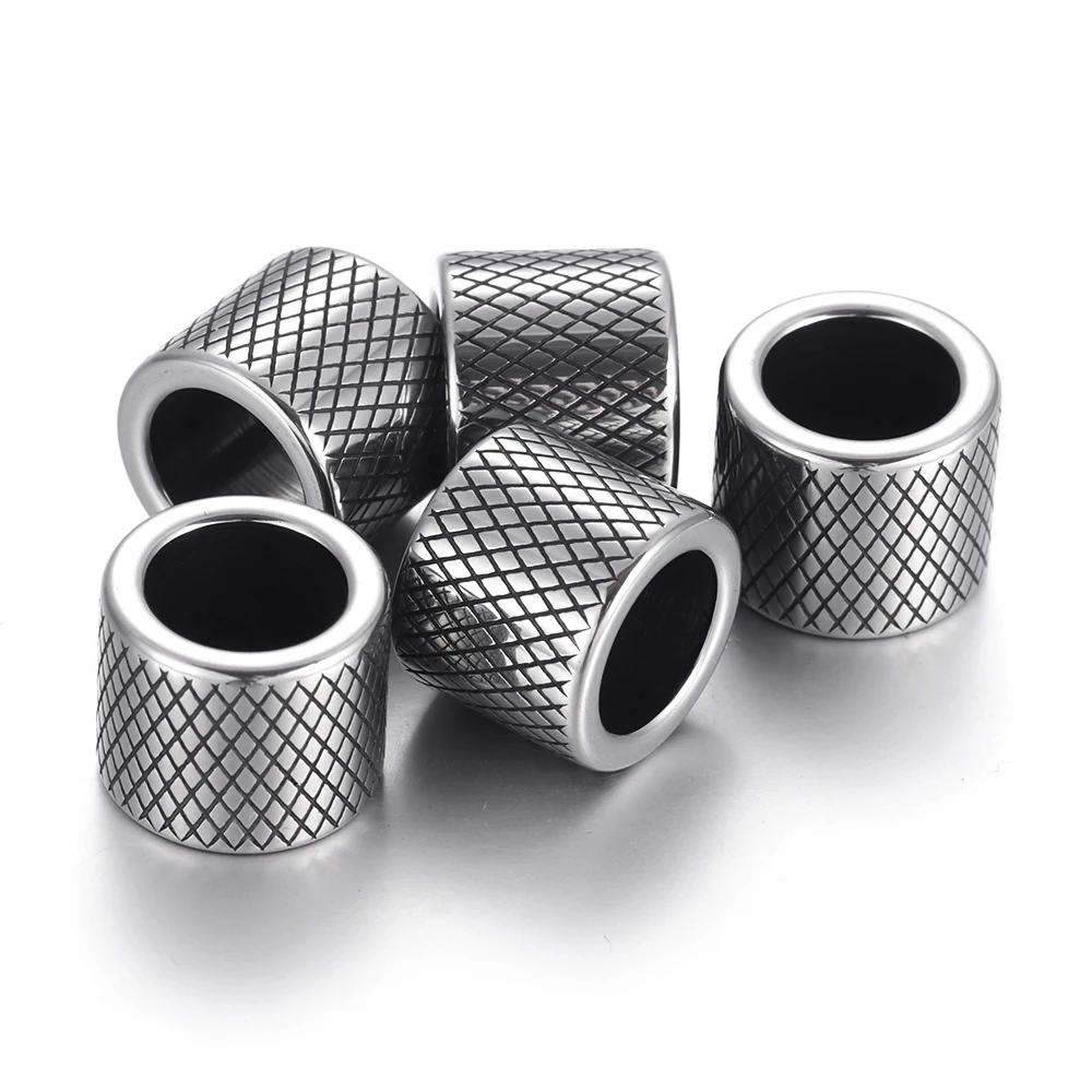 Stainless Steel Slide Beads Large Hole 8mm Charms Slider for Leather Bracelet Jewelry Making DIY Bead Spacer Supplies