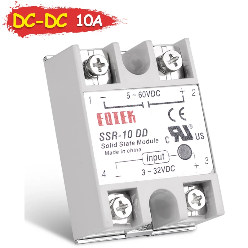 High Quality SSR-10DD SINOTIMER Solid State Module Relay DC-DC Single Phase SSR 10A 10DD 3-32V 12V DC TO 5-60V DC Control Load