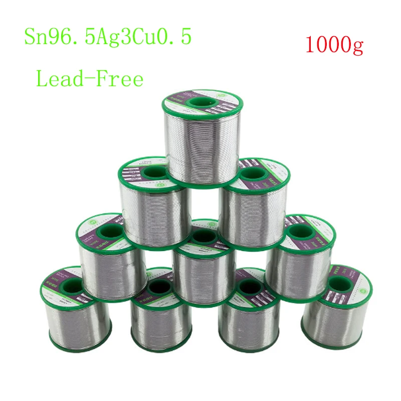 Sn96.5Ag3Cu0.5 Solder Wire Lead-Free Tin Wire Melt Rosin Core Solder for Electrical Solder RoHS 0.6/0.8/1.0/1.2mm 1000g/roll