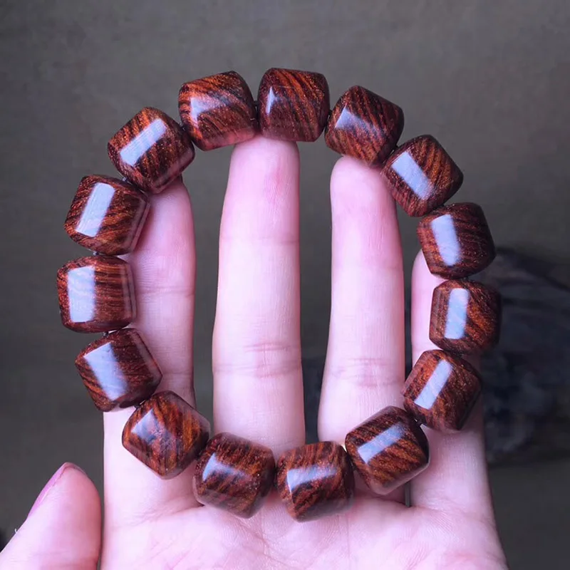 

Authentic Hainan yellow pear Old Material scented rosewoodTiger Skin Barrel Bead Bead Bead Bead Bracelet Hand String Accessories