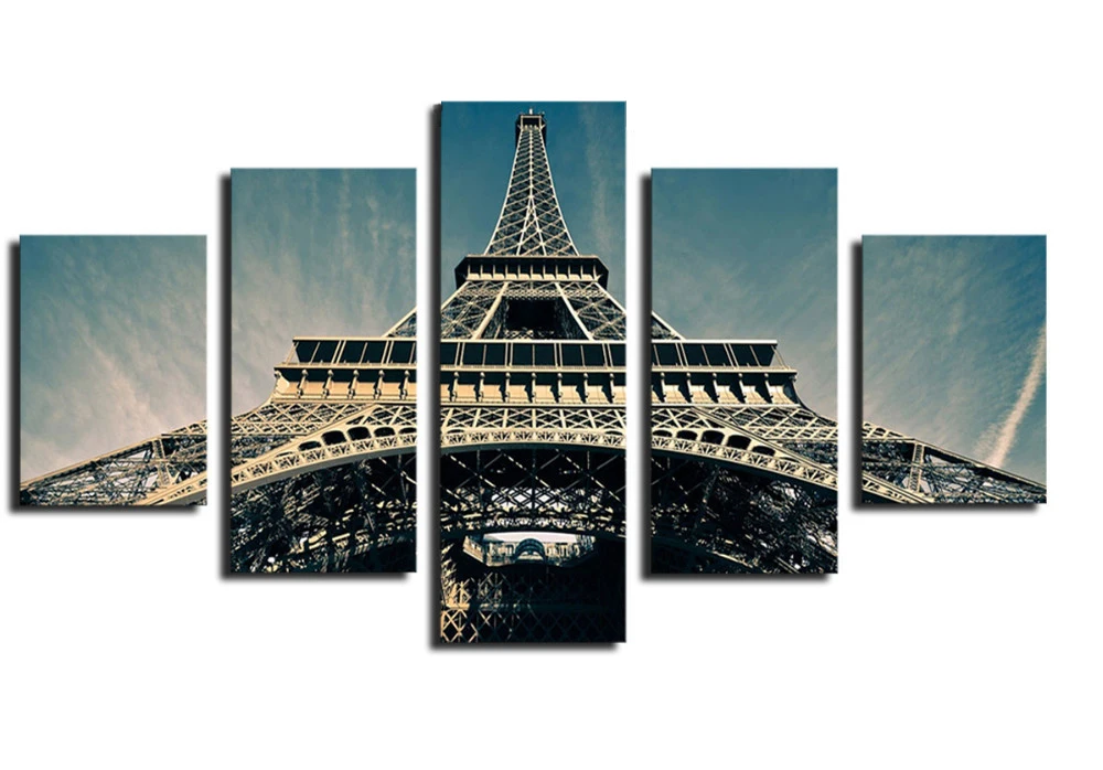 

5 Piece Hot Sell Eiffel Tower Modern Home Wall Decor Canvas picture Art HD Print Painting Set of 5 Each Canvas Arts Poster