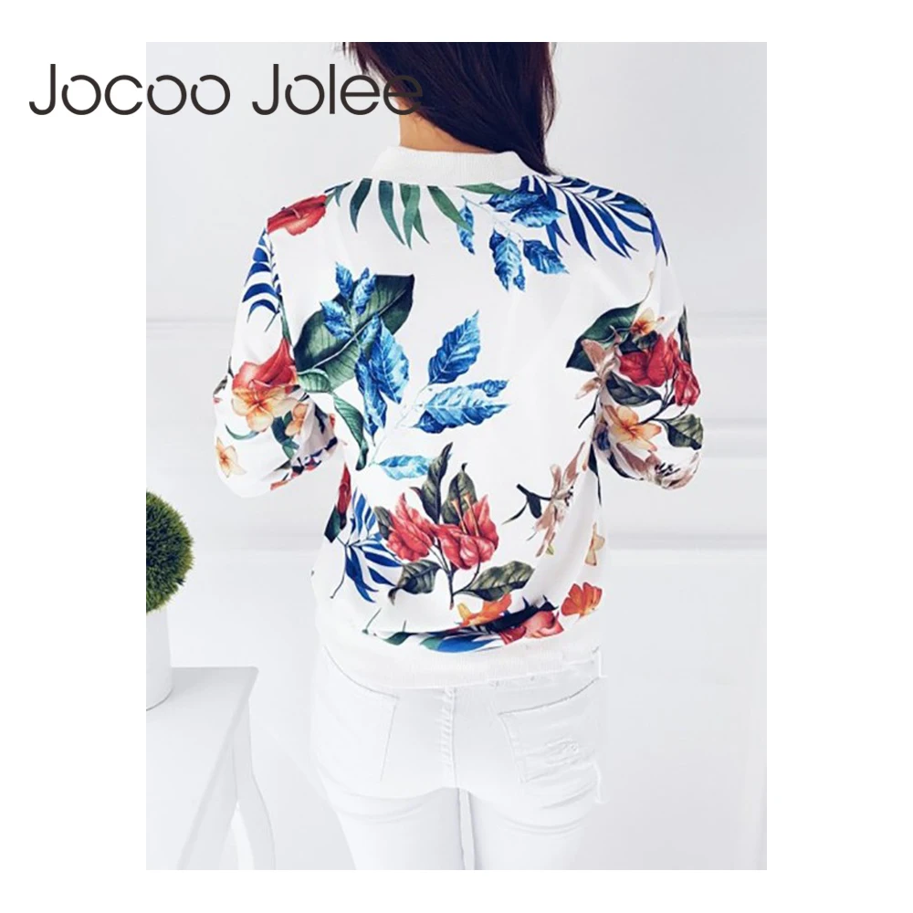 Jocoo Jolee Floral Sprint Fashion Bomber Jacket Women Long Sleeve Basic Coats Casual Thin Slim Windbreaker Outerwear 2018 New