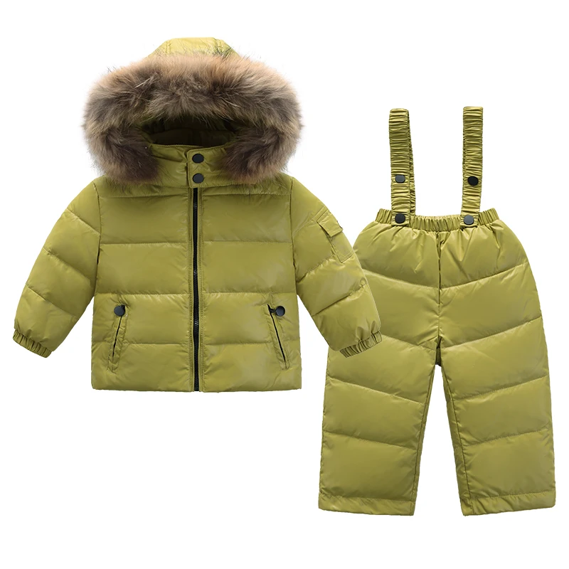 

2023 Fashion Children Clothing 2 Pieces Suits Snowsuit Down Jacket For Girls Coat Kids Clothes For Boys Parka Winter Snow Wear