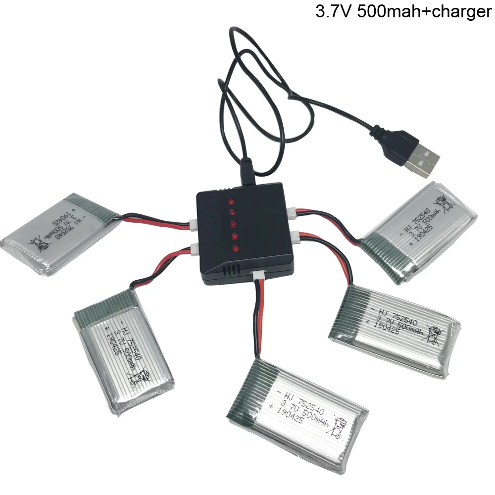 

3.7V 500mAh Lipo Battery with charger For Syma X5C X5SW M68 Cheerson CX-30 H5C quadrocopter 3.7 V 500 mAh Li-po battery 752540