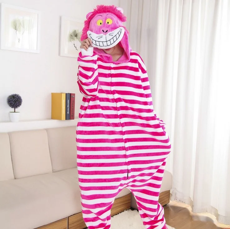 MINISO Kigurumi New Sleepsuit Adults Cartoon Cheshire Cat Pajamas Animal Unisex Onesies Cosplay Costumes