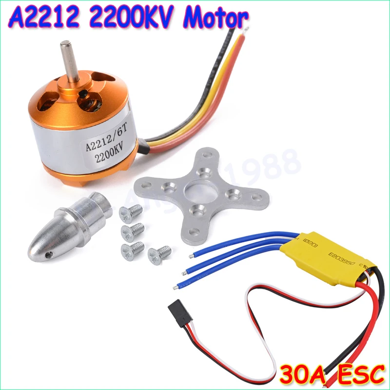 New 100%Brand New and High Quality RC 2200KV  Brushless Motor A2212-6T +  ESC 30A Brushless Motor Speed Controller