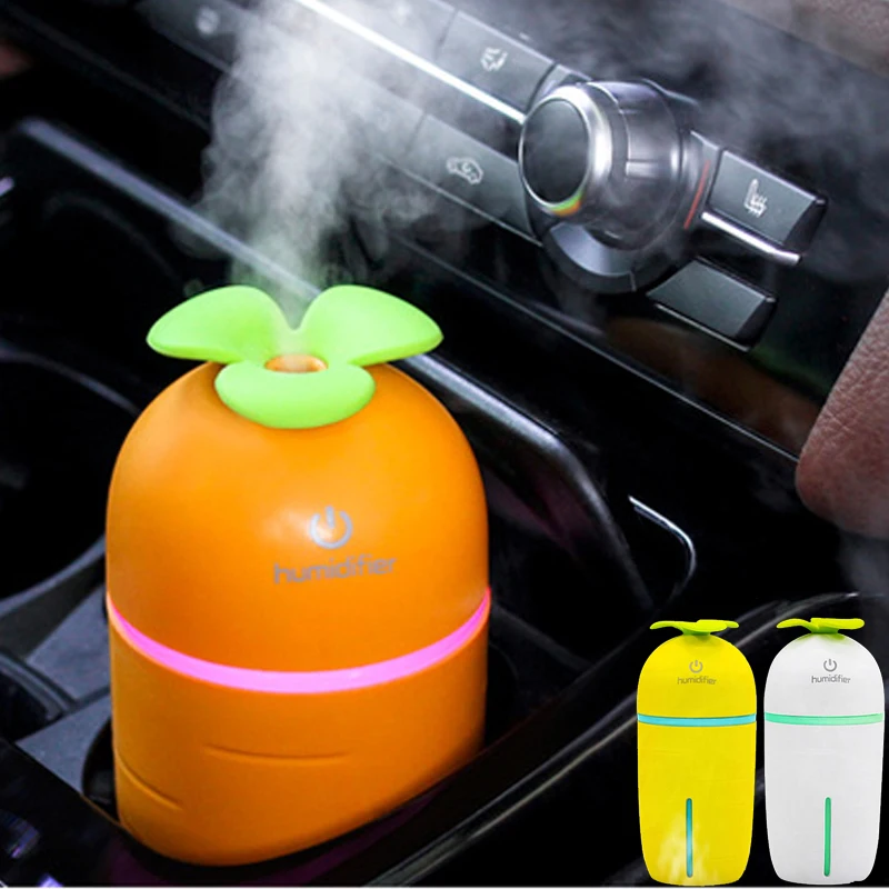 

New Carrot Humidifier Mini Ultrasonic Car humidifiers Led Night Light Essential Oil Aroma Diffuser USB Fogger Car Air freshener