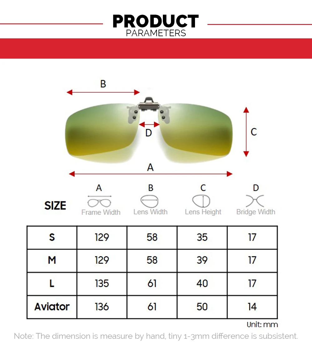 VIVIBEE Tag- und Nachtsicht-Clip-on-Brille zum Fahren, polarisierte Herren-Sonnenbrille mit grün-gelber Linse, zum Fahren, Luftfahrt, Angeln – Detail 6