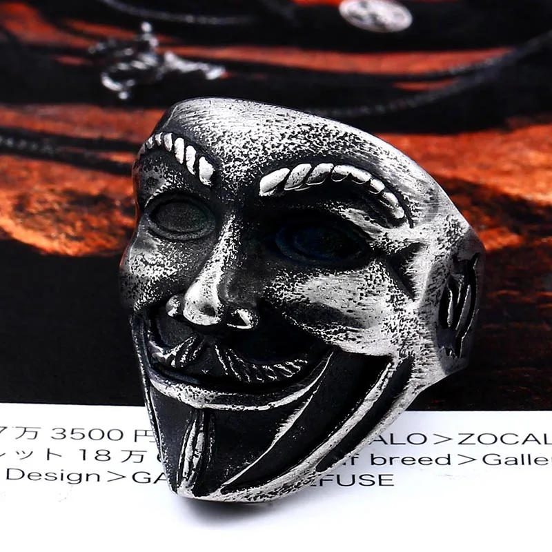 Beier new store 316L stainless steel ring  new V for vendetta V man ring biker skull  fashion jewelry  LLBR8-208R