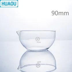 HUAOU 90mm Evaporating Dish Flat Bottom with Spout Borosilicate 3.3 Glass Laboratory Chemistry Equipment