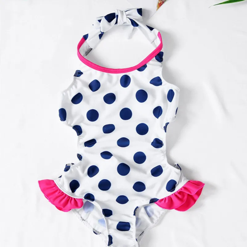 

Backless Swimsuit for Girls One Piece Swimwear for Kids Cute Dot Swimming Suit Children Skirted Bather 2-10 Years