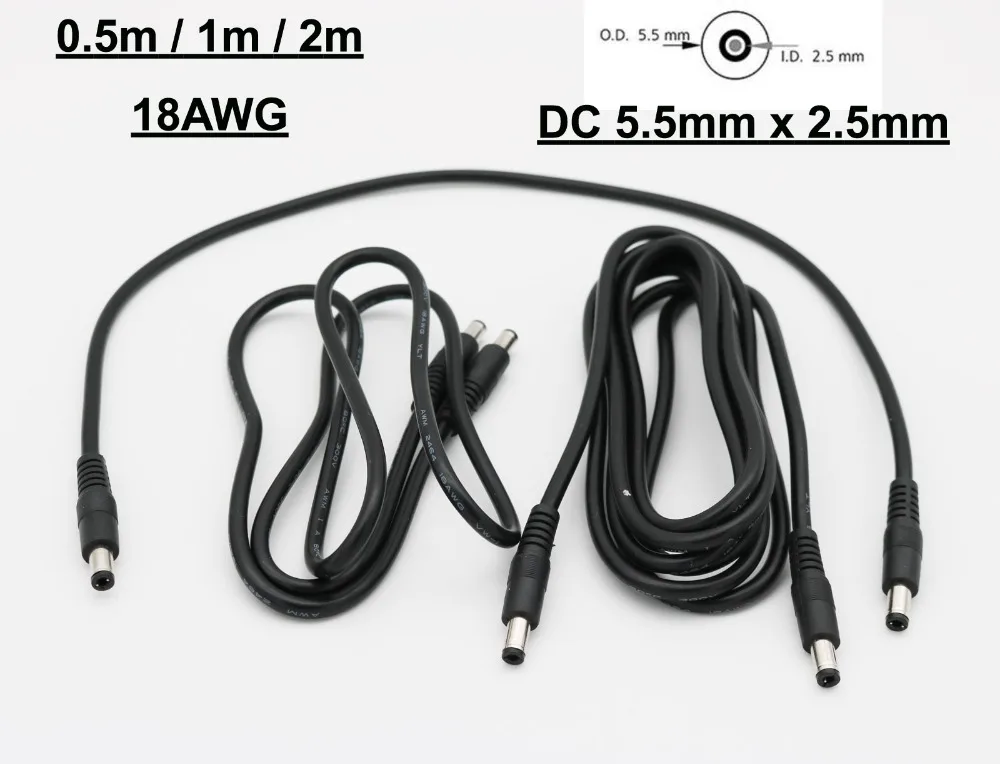 1 قطعة 0.5 M/1 M/2 M 5.5 مللي متر x 2.5 مللي متر DC 12 V الطاقة M /M الذكور إلى الذكور تمديد وصلة كابل محول للكاميرا CCTV كاميرا