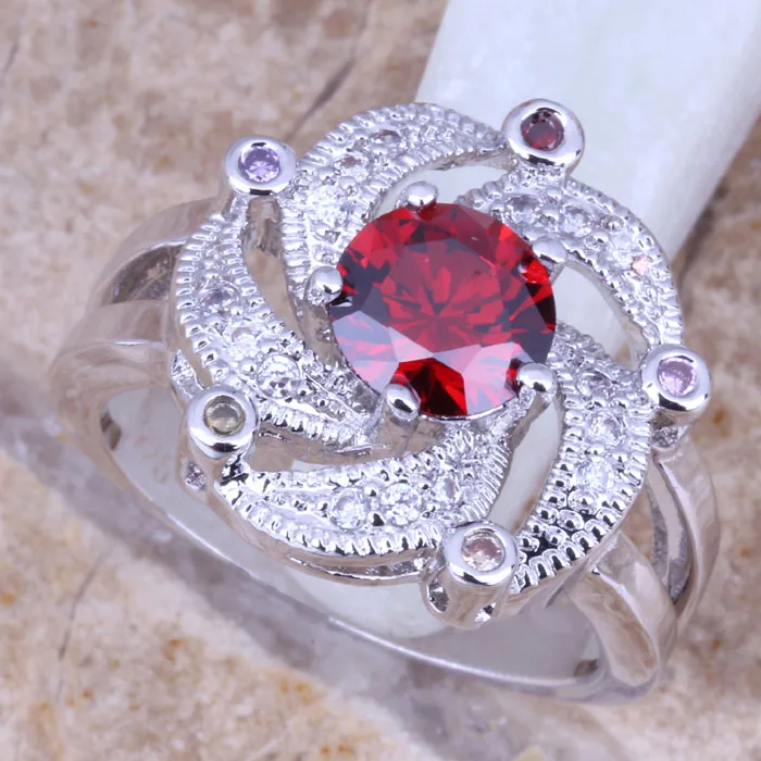 Magic Multicolor Red Garnet Silver Plated  Women's Storm Ring Size 6 / 7 / 8 / 9 R0986