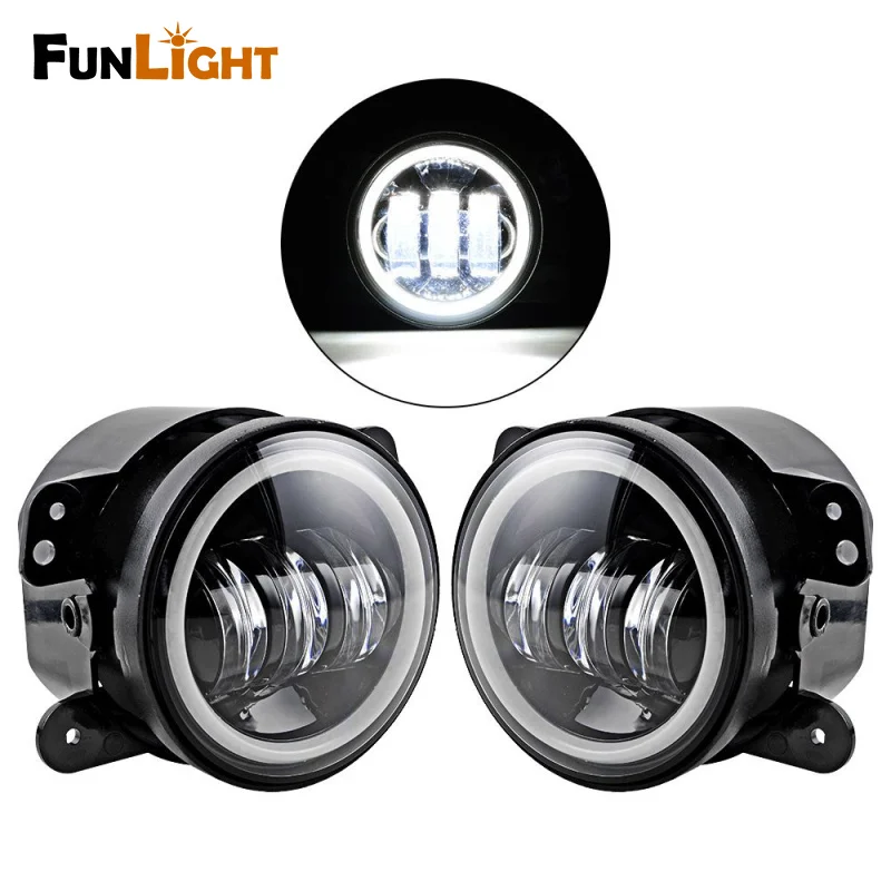 

2pcs 4 inch 30W LED Fog Light Lamp White Halo Ring Angle Eye For Jeep Wrangler Cherokee Dodge Chrysler Driving Offroad Lamp