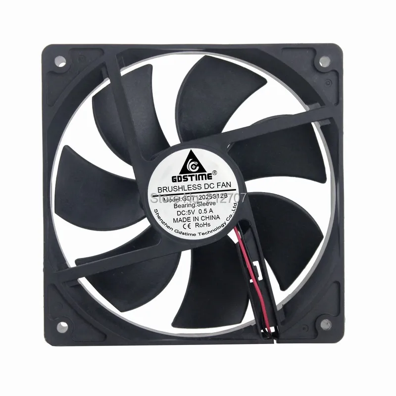 Gdstime 10 pieces 5V 0.5A 2000RPM 120x120x25mm 5inches 12cm Motor Brushless Cooling Cooler Fan