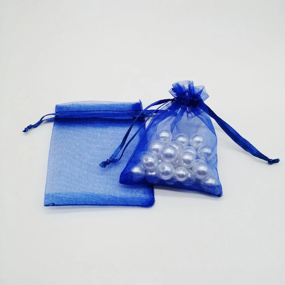 

100pcs Organza Bags Royal Blue Organza Gift Bags For Jewelry Packaging Display Christmas Wedding Jewelry Storage Drawstring Bag