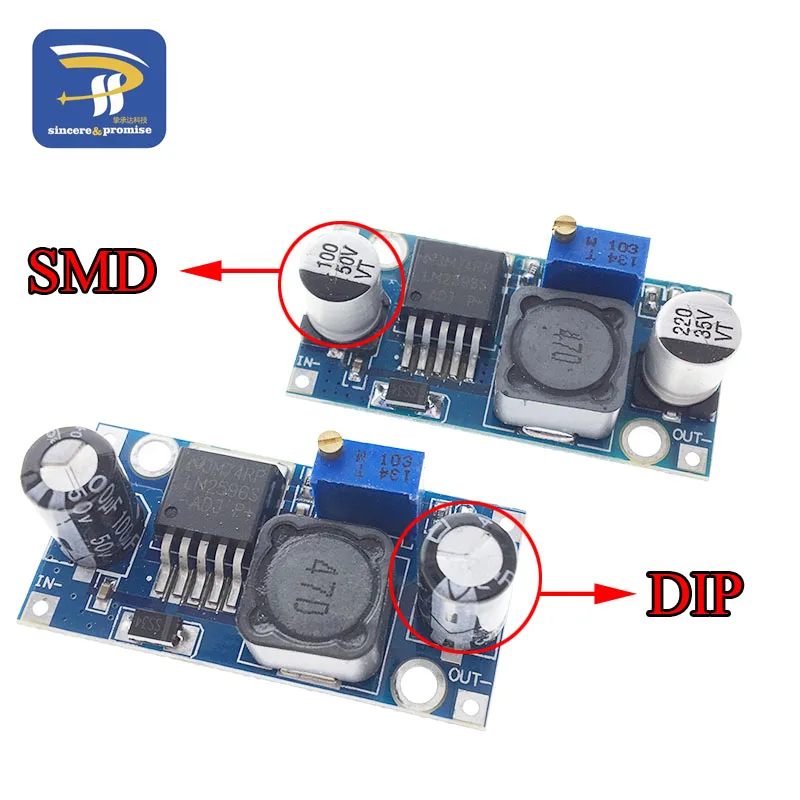 DIP 1PCS DC-DC Buck Converter Step Down Module  24V 12V 5V 3V 3A LM2596 Power Supply Output 1.25V-30V