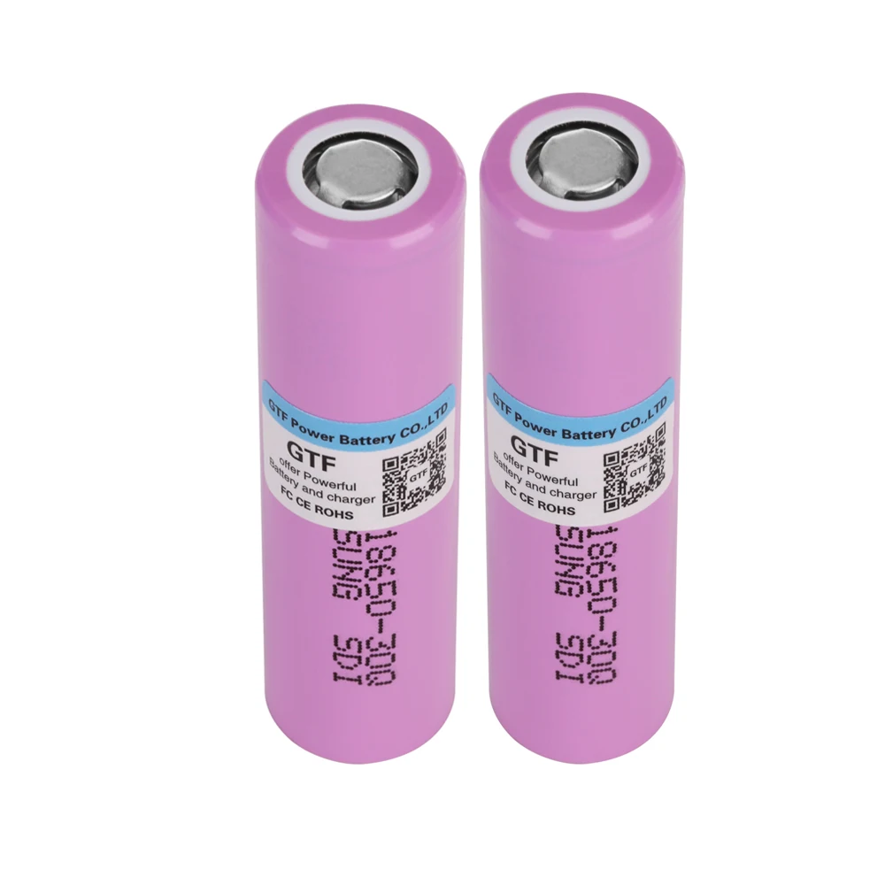 GTF – 2 batteries rechargeables au Lithium 3.7V 3000mah 18650, pour lampe torche + 1 chargeur 18650