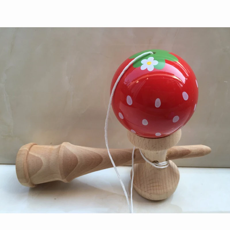 6CM Strawberry Animal Kendama Balls Wooden Juggling Skillful Professional Outdoor Sports Toys for Kids Adults