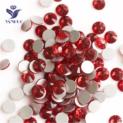 YANRUO 2058NoHF SS3-SS34 Siam Strass Glass Stone Non Hot Fix Crystal Flat Back Rhinestone For Nail Art Decoration