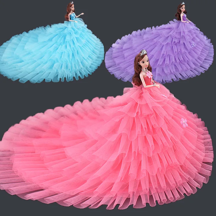 

4D Eyes Naked Girls Dolls Toys Blond Black Hair Fashion 30cm High Princess Dolls Baby Cute Toys with Wedding Dress For Girls