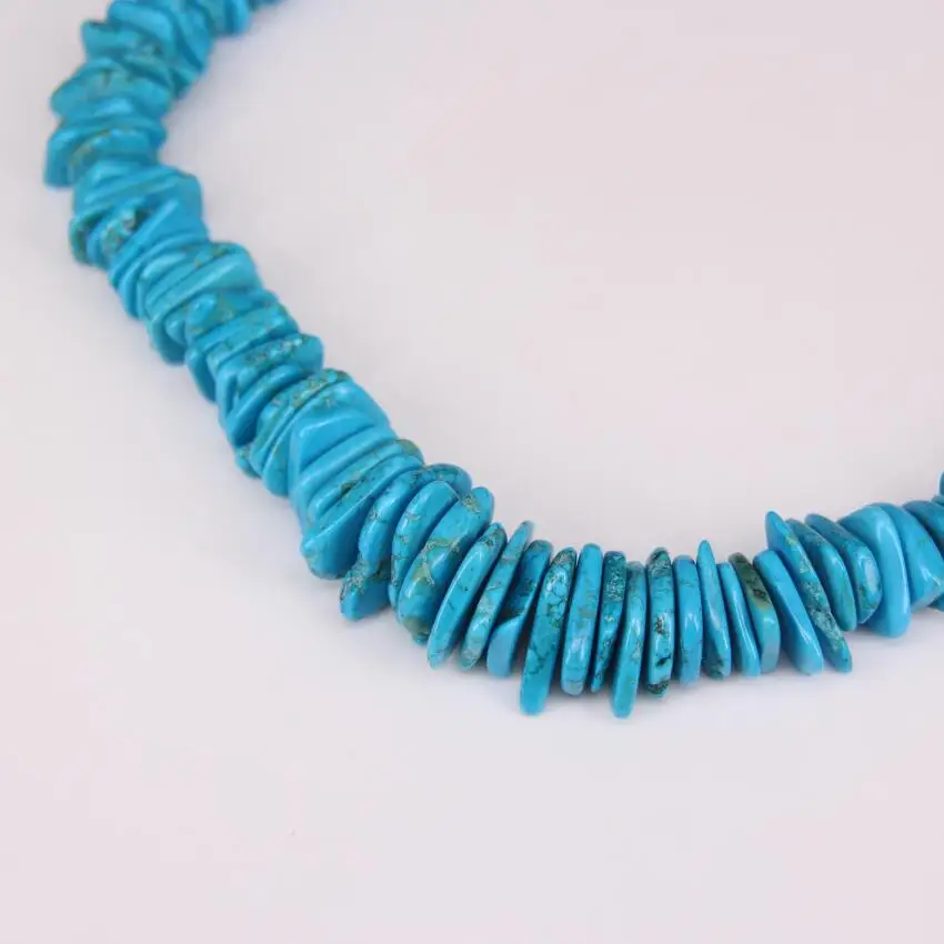 15.5 Inches of Strand Blue Drilled Spacer Pendants,Smooth Howlite Magnesite Freeform Slab Slice Loose Beads Necklace