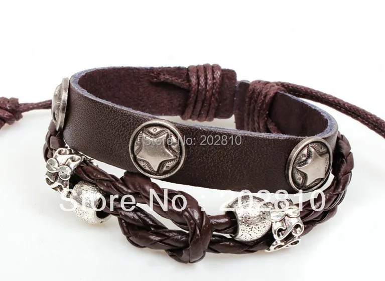 official-website Gift tiki official-website по 1 грн все Hot selling pentagram woven Korean beads leather bracelets Wholesale