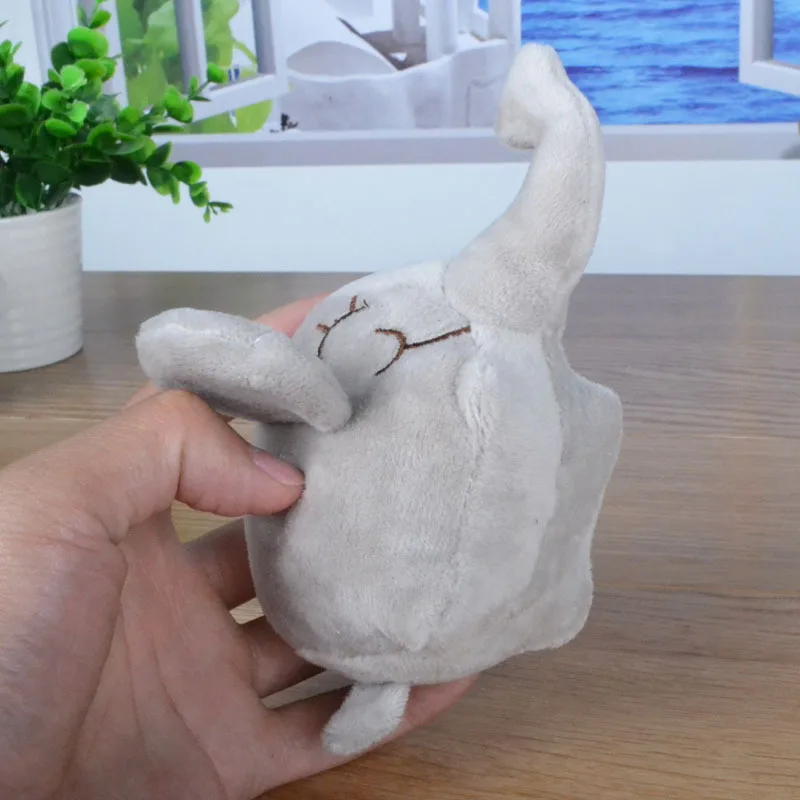 Cute Plush Pompom Yellow Elephant Keychain On the Bag Fashion Anime Toy Charms Car Key Chain For Women Trinket Doll Gift