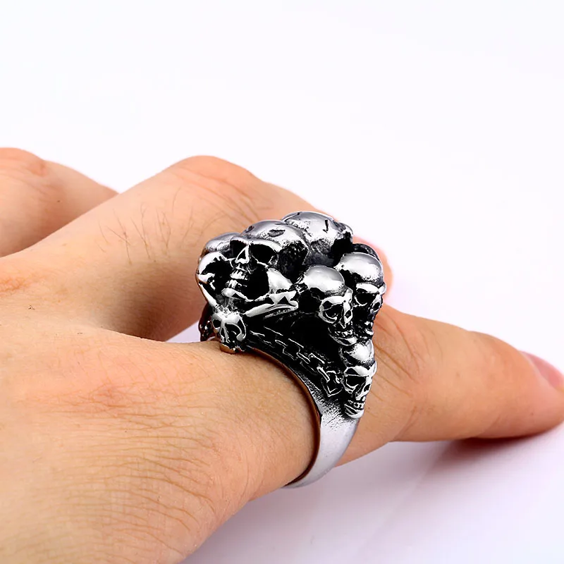 Beier 316L Stainless Steel Punk Skull Men\'s Ring Unique Design High Quality Jewelry LLBR8-681R