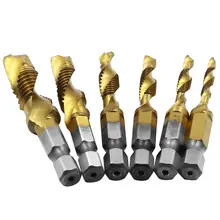 Titanium Plated HSS Tap and Drill Bits 6pcs #5