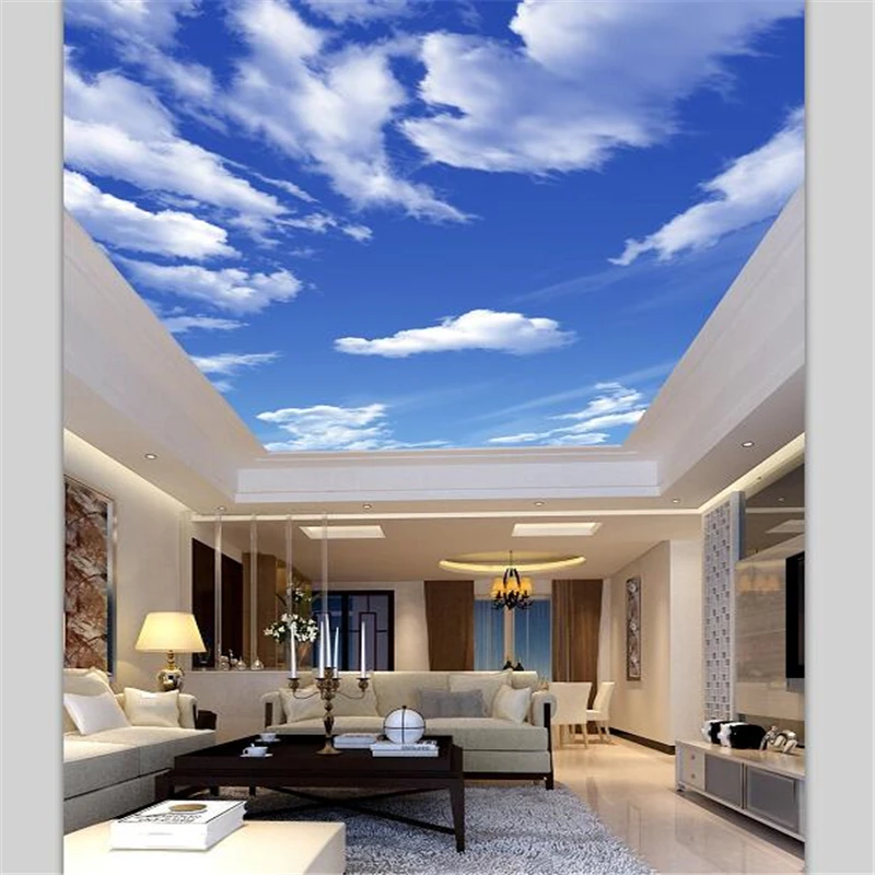 

wellyu papel de parede para quarto Custom wallpaper HD Blue Sky White Cloud Living Room Bedroom Ceiling Zenith Mural