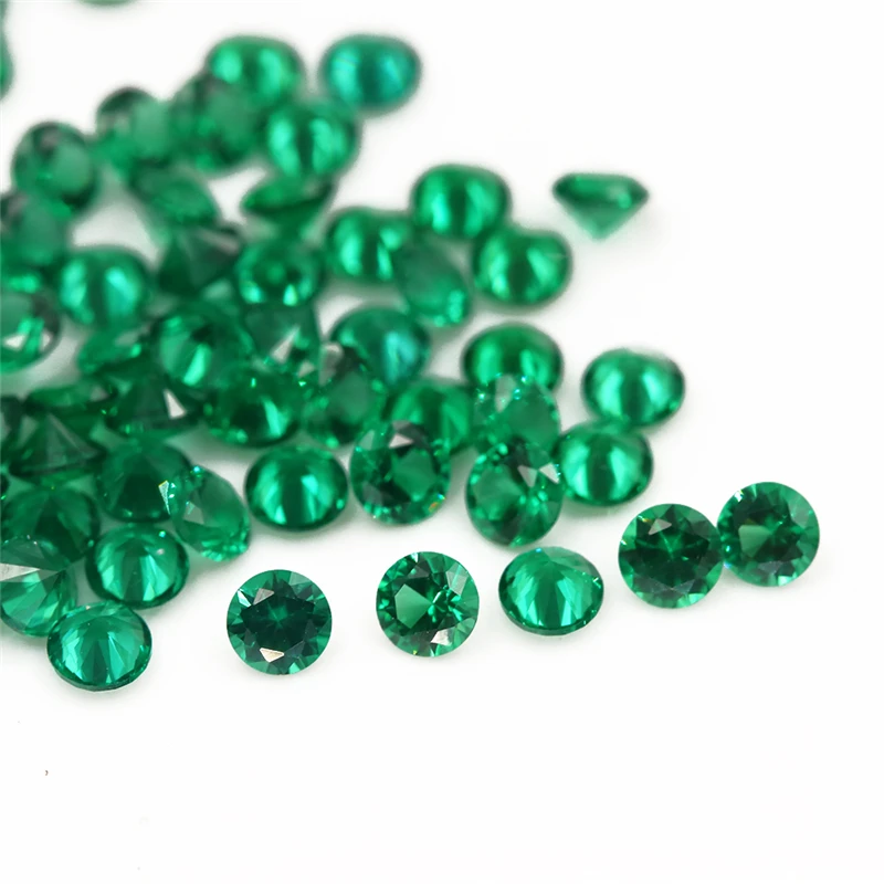 1~3mm Round Cut Green Color Nano Synthetic Gems Stone For Jewelry