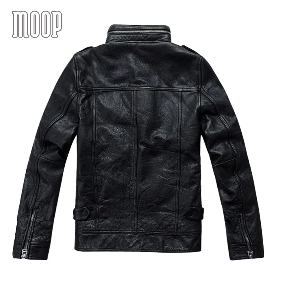 Genuine leather jacket coat in black men cow leather motorcycle jackets chaqueta moto hombre veste cuir homme cappotto LT1194