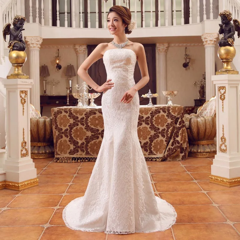 2020 nuovo abito in stile classico coreano Design estivo bianco con spalle scoperte abito da sposa da sposa Sexy in pizzo Vestido de Noiva