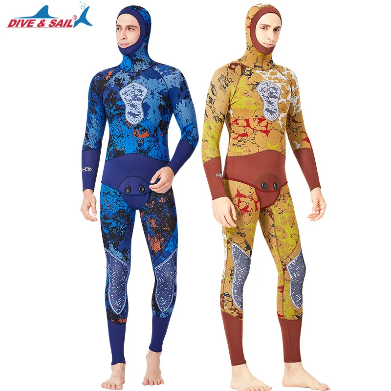 Thicken Warm 5MM Two-Piece Neoprene Wetsuits Camouflage Scuba Diving Suit Winter Swimwear Split Spearfishing Wetsuit For Men