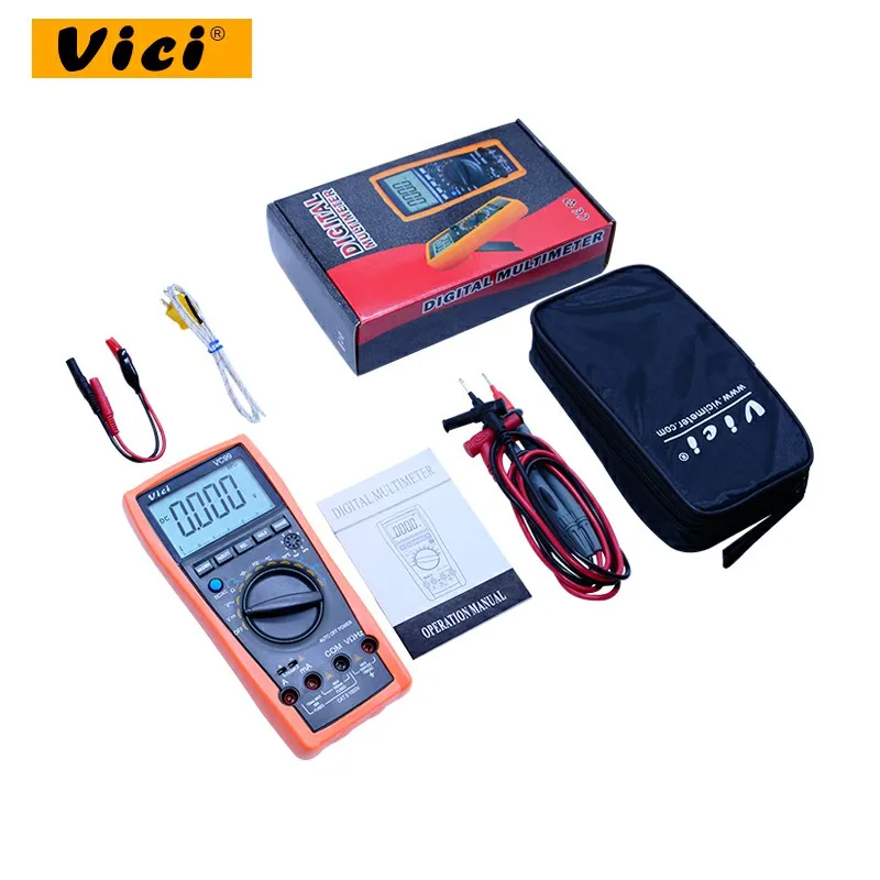 Vaqui Vc99-multímetro Digital Lcd de 1000v ac dc Resistência Capacitância Medidor Mais Termômetro de Casal Testador com Bolsa