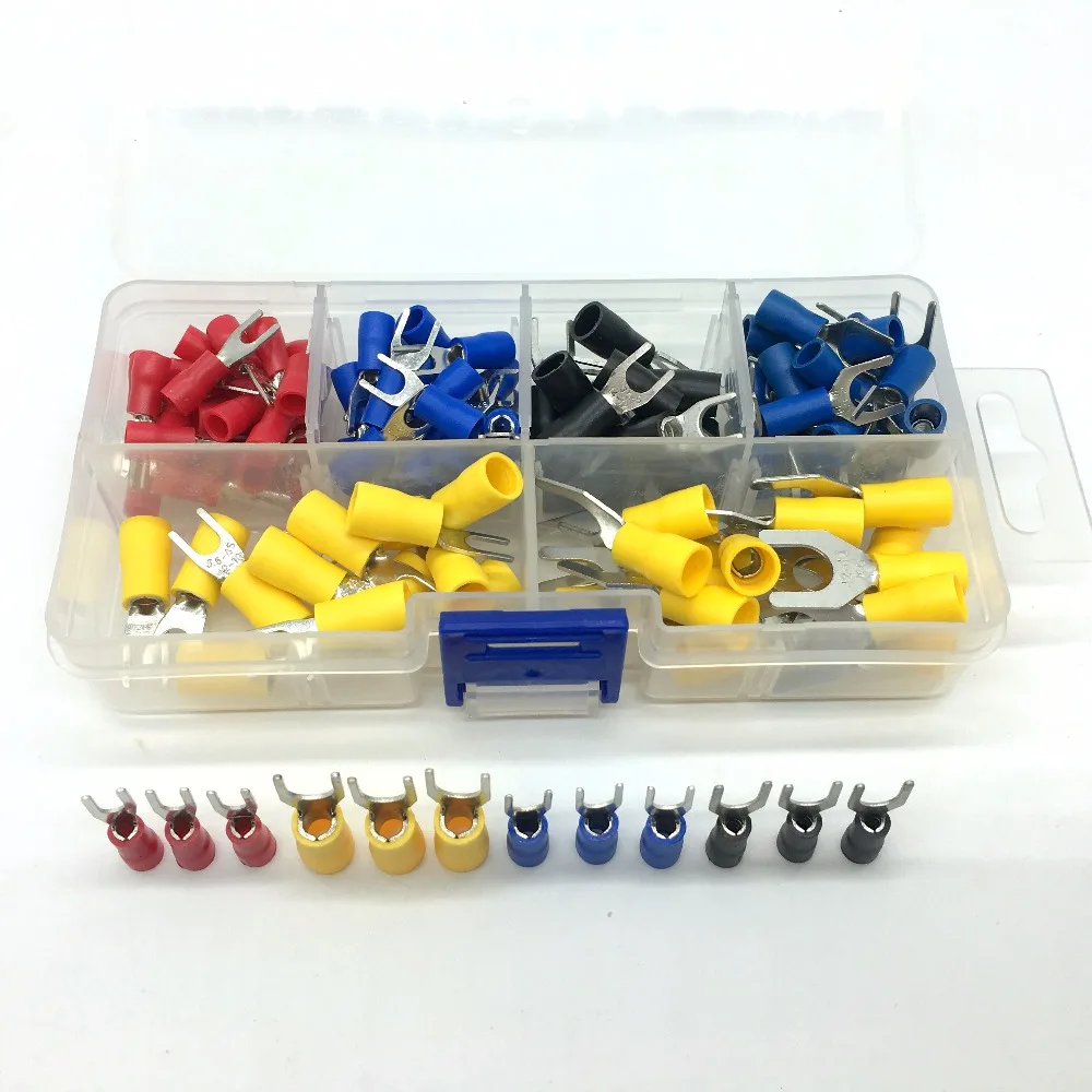 110pcs Spade terminal Copper Crimp Connector Insulated Cord spade End Terminal set Wire terminals connector