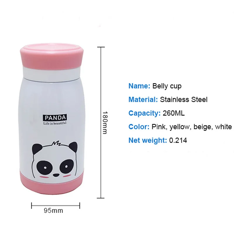 Panda Cartoon Pattern Thermo Mug Insulated Cup Tumbler Coffee Hot Cold Bottle Travel Stainless Steel Vacuum Pot