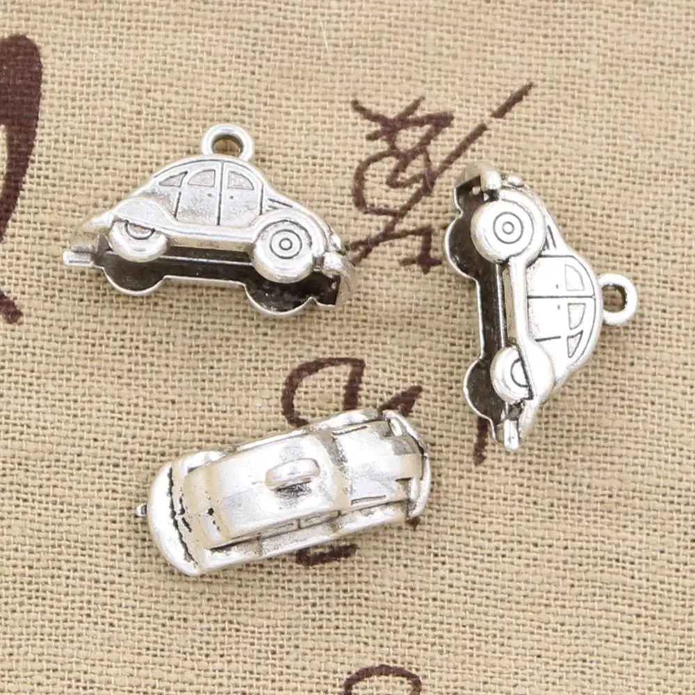 6pcs Charms 3D Car 23x15mm Antique Tibetan Bronze Silver Color Pendant Findings Accessories DIY Vintage Choker Handmade Jewelry