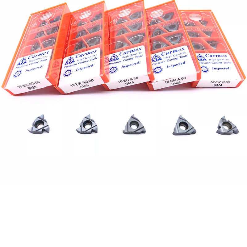 10pcs 16ER AG60 AG55 A60 G55 16IR BMA Carmex CNC Filettato Inserti In Metallo Duro Carmex Tornio Tornitura Lama Strumento