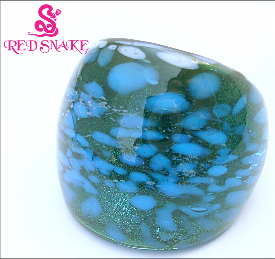 

RED SNAKE Fashion Ring Pure Handmade Light blue with points Murano Glass Rings