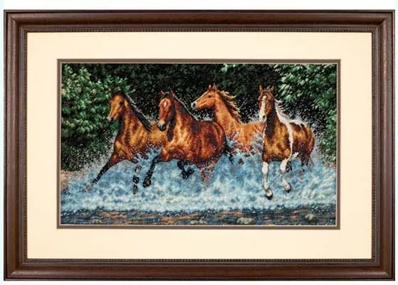 Needlework,11ct/14ct DIY cross stitch,set for embroidery kit famous painting running horse print pattern cross-stitch home decor