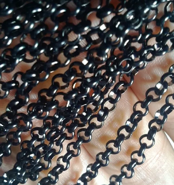 

Lot 5 meters thin 2.5mm Stainless steel black Round rolo chains wholesale JEWELRY in bulk . jewelry findings